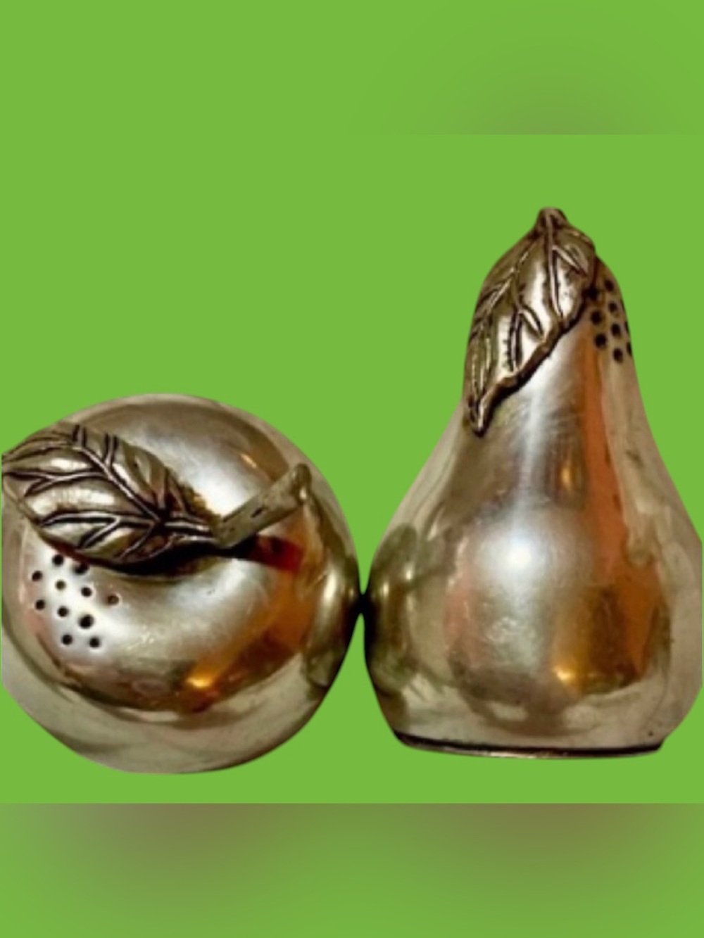 Kirk Steiff Lenox PEWTER Apple & Pear Salt & Pepper Shakers Fruit  VIntage
